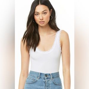 NWT F21 Lace Trim Scoop Bodysuit